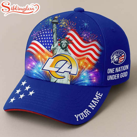 Discover Custom Name Los Angeles Rams Independence Day Classic Baseball Cap