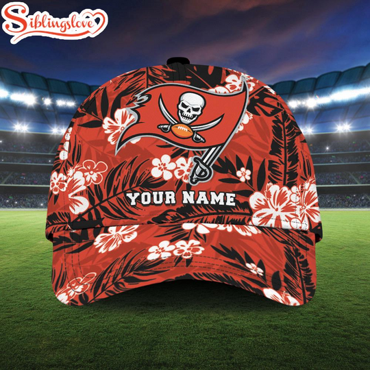 Custom Name Tampa Bay Buccaneers football Flowers Baseball Cap For Fans