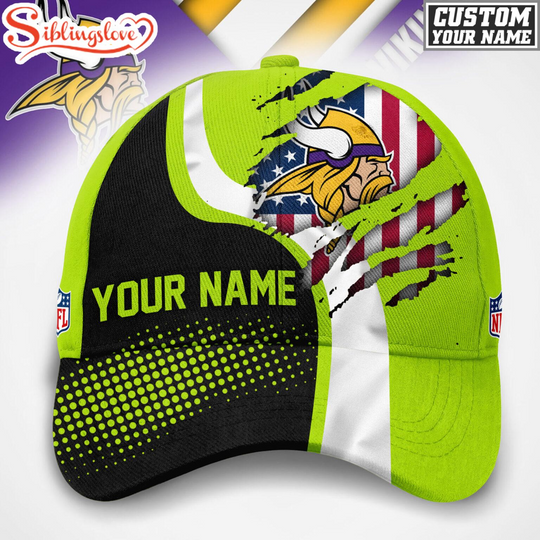 Discover Custom Name Minnesota Vikings football Hi-Vis Safety Classic Baseball Cap