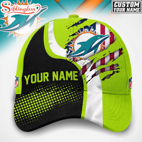 Custom Name Miami Dolphins football Hi-Vis Safety Classic Baseball Cap