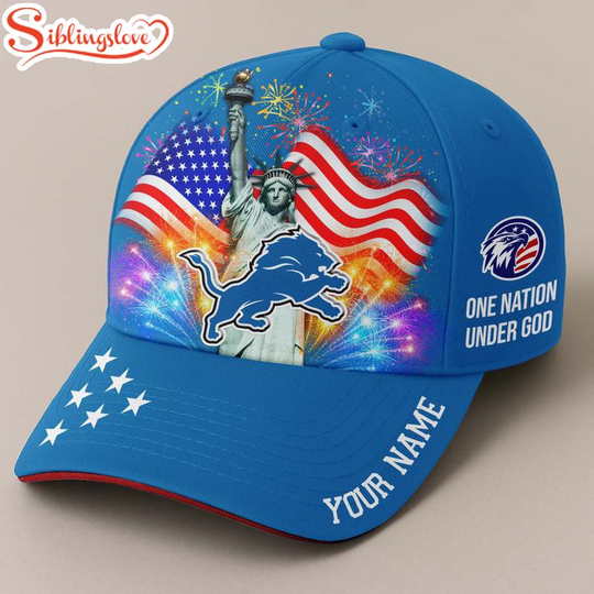 Custom Name Detroit Lions Independence Day Classic Baseball Cap