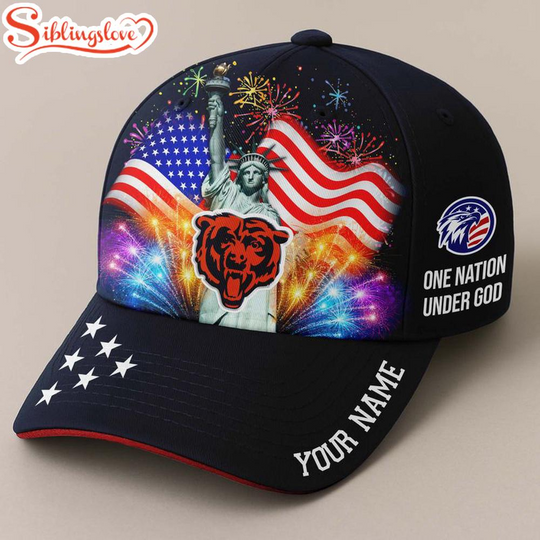 Discover Custom Name Chicago Bears Independence Day Classic Baseball Cap
