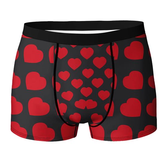 Red Hearts Valentines Day Men's Boxers, Love-themed Romantic Gift, Valentine's Day Lingerie