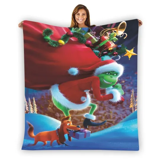 Discover New! The funny character Christmas Soft Warm Single-Side Printing Flannel Fleece Blanket
