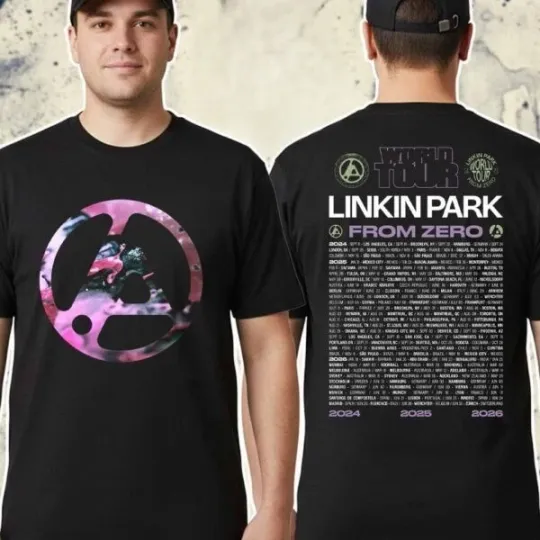 Discover Linkin Park World Tour 2026 Merch Full Dates List Black T-Shirt 2D