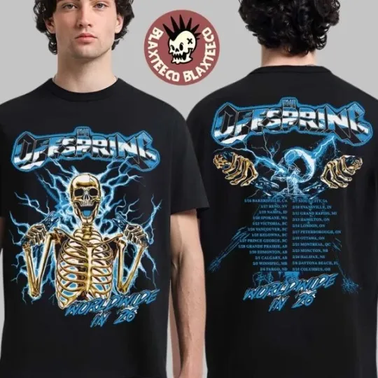 Discover The Offspring Supercharged 2026 Tour Spark Plug Skeleton Shirt Reprint