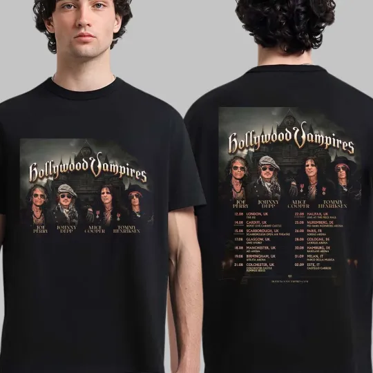 Discover Hollywood Vampires UK And Europe 2026 Tour T-Shirt