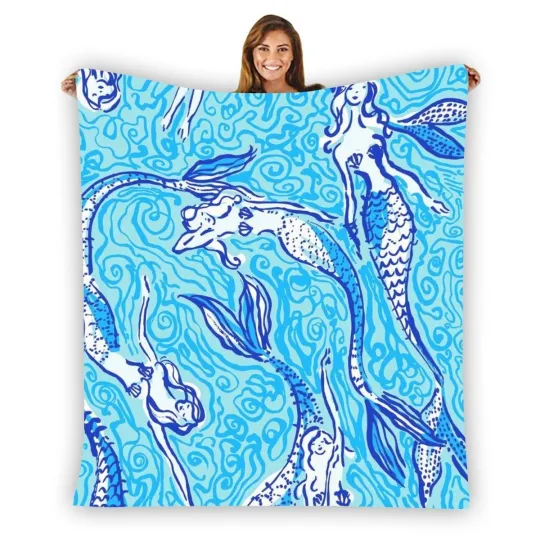 Discover Lilly Pulitzer Mermaid Fleece Blanket, Birthday Gift