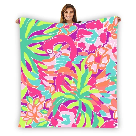 Discover Lilly Pulitzer Flamingo Fleece Blanket, Birthday Gift