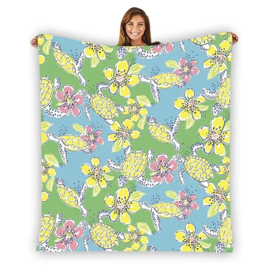 Discover Lilly Pulitzer Turtles Fleece Blanket, Birthday Gift