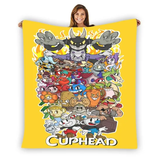 Discover New! Cuphead Characters Soft Warm Single-Side Printing Flannel Fleece Blanket