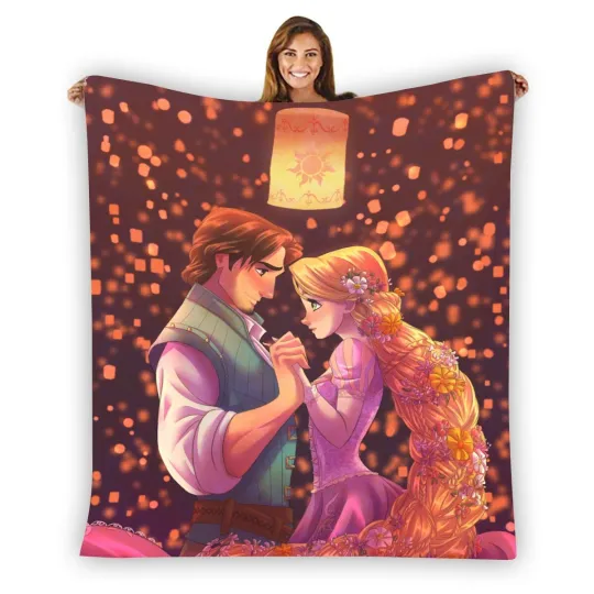 Discover New! Rapunzel Love Romance Soft Warm Single-Side Printing Flannel Fleece Blanket
