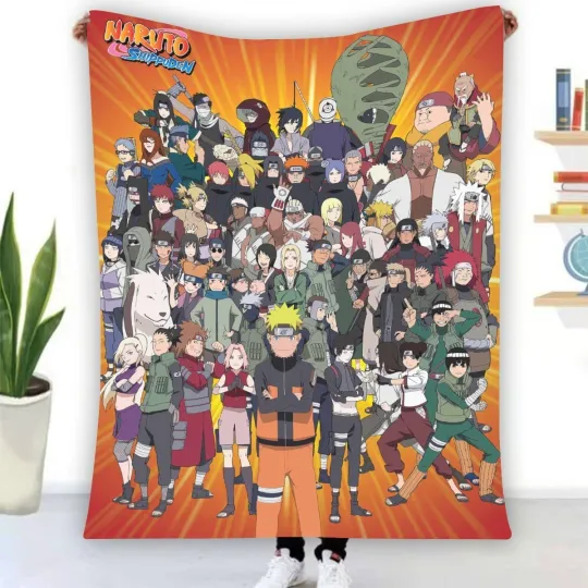 Discover New! Narutoo All Characters Soft Warm Single-Side Printing Flannel Fleece Blanket