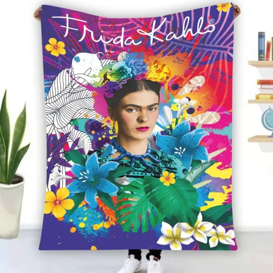 Discover New! Frida Kahlo Tropical Soft Warm Single-Side Printing Flannel Fleece Blanket