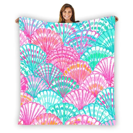 Discover Lilly Pulitzer Sea Shell Soft Warm Single-Side Printing Flannel Fleece Blanket