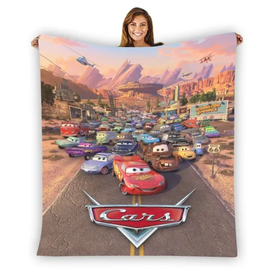 Discover Cars Lightning McQueen Soft Warm Single-Side Printing Flannel Fleece Blanket