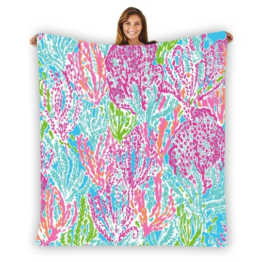 Discover Lilly Pulitzer Garnet Hill Soft Warm Single-Side Printing Flannel Fleece Blanket