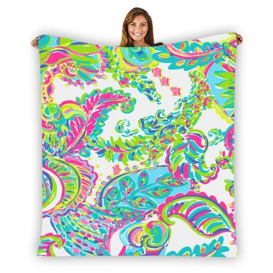 Discover New! Lilly Pulitzer Floral Soft Warm Single-Side Printing Flannel Fleece Blanket