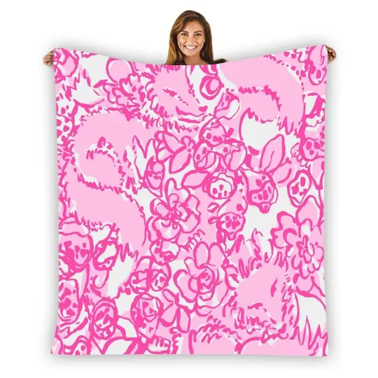Discover Lilly Pulitzer She's a Fox Soft Warm Single-Side Printing Flannel Fleece Blanket