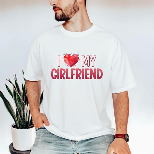 Discover I Love My Girlfriend Shirt | Romantic Boyfriend Gift, Y2K Heart Graphic Tee, Valentines Day Tshirt