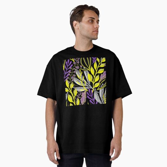 Discover Plants Background Non-binary. Nonbinary Pride Oversized T-Shirt