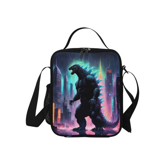 Discover god zilla Insulated Lunch Bag for Kids with Gojira Kaiju Art, Japan Neon