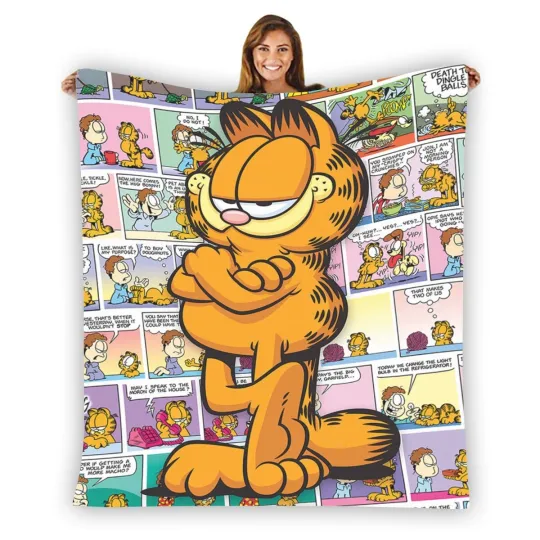 Garfield Cat Comic Strip Fleece Blanket, Birthday Gift