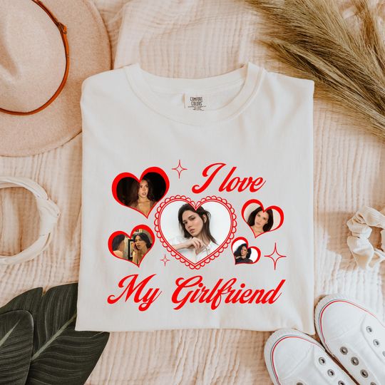 Discover I Love My Girlfriend Shirt, Custom Picture, I Love My Girlfriend Custom Photo Shirt, Valentine Tee Gift