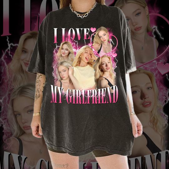 Discover Custom Girlfriend Vintage Shirt, I Love My Girlfriend Shirt, Valentines Day Gift For Boyfriend