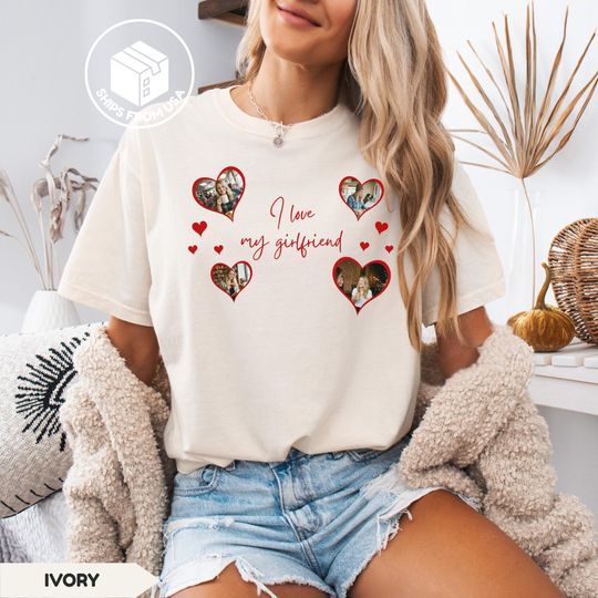 Discover Comfort Colors I Love My Girlfriend Shirt, Custom Picture, I Love My Girlfriend Custom Photo Shirt