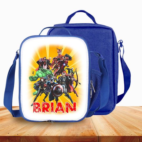 Discover Personalized Kids Lunch Bag with Strap Avengers Superhero Insulated Lunch Box