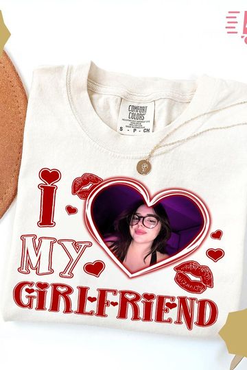 Discover Comfort Colors I Love My Girlfriend T-Shirt, Valentine's Day Gift, Custom Photo I Love My Girlfriend Boyfriend T-Shirt