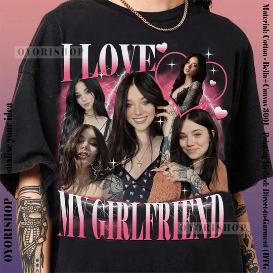 Discover Custom Girlfriend Vintage Shirt, I Love My Girlfriend Shirt, Valentines Day Gift For Boyfriend