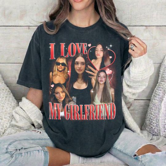 Discover Custom Girlfriend Vintage Shirt, I Love My Girlfriend Shirt, Valentines Day Gift For Boyfriend