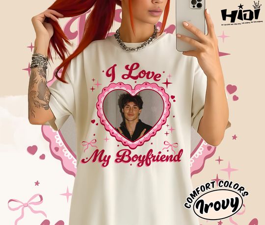 Discover Customize Valentine Gift, I Love My Boyfriend Shirt, I Love My Boyfriend Custom Photo Shirt