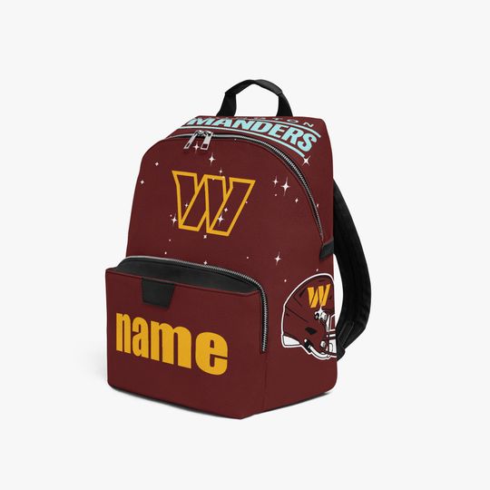 Discover Personalized Football Backpack, Custom Leather Backpack, Commanders Game Day Fan Gift
