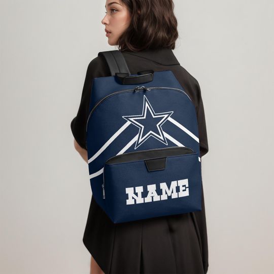 Discover Personalized Football Backpack, Custom Name Leather Backpack, Sports Fan Gift, Custom Star Backpack, Football Team Style Bag, Kids & Adults
