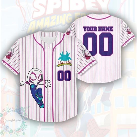 Spidey and His Amazing Friends Baseball Jersey, Marvel Spidey Birthday Jersey, Ghost Spider Jersey, Kid Adult Baseball Jersey