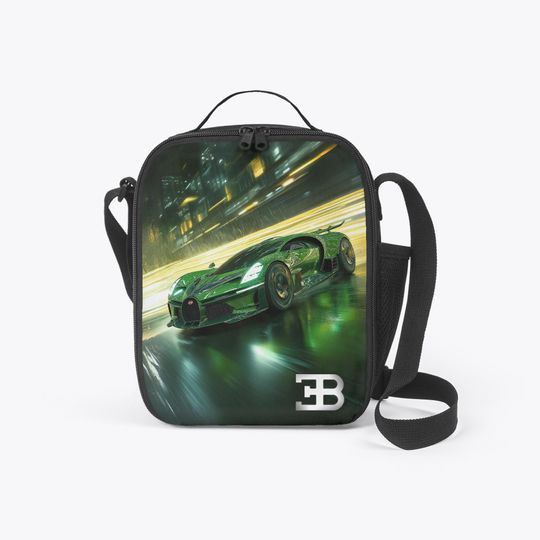 Discover Bugatti Inspired Insulated Lunch Bag: Polyester Canvas