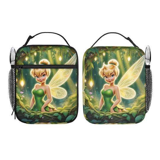 Discover Tinkerbell Insulated Kids Lunch Bag, Disney Portable Oxford Cloth Thermal School Picnic Food Bag