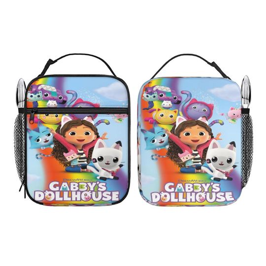 Discover Gabbys Dollhouse Kids Lunch Bag, Insulated Oxford Cloth Toddler Lunchbox, School Lunch Bag Gift