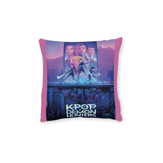 Discover KPOP Demon Hunters Pillow | Square Pink Back