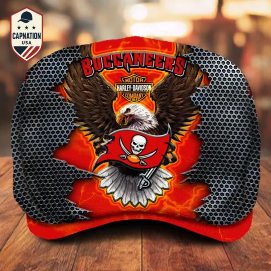 Tampa Bay Team Buccaneers Jeff Cap football Jeff Cap Newsboy Cap Harley Golf Cap