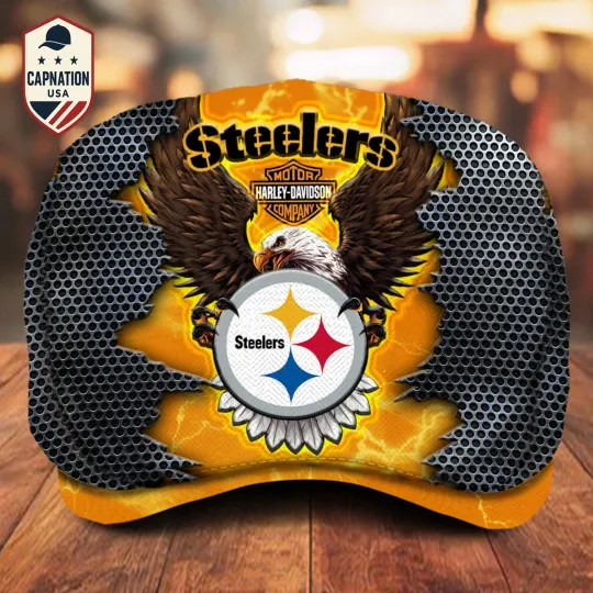 Discover Pittsburgh Team Steeler Jeff Cap football Jeff Cap Newsboy Cap Harley Golf Cap