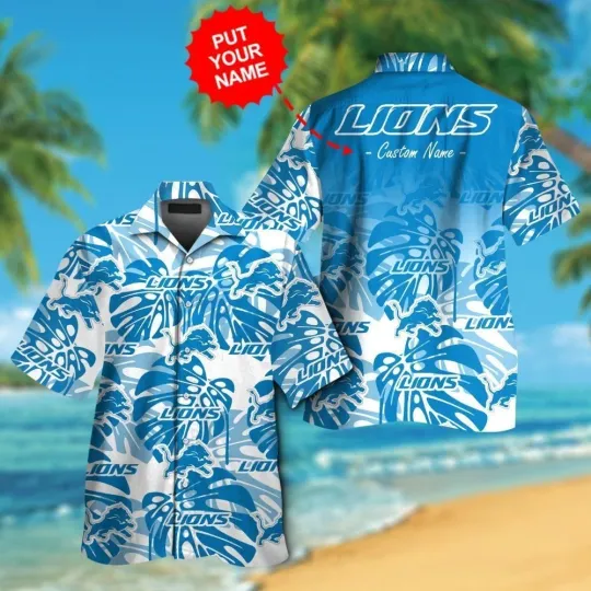 Discover Detroit Football Short Sleeve Button Up Tropical Hawaiian Shirt VER018