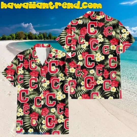 Discover Cleveland Football Tropical Floral Yellow Logo Hawaiian Shirt