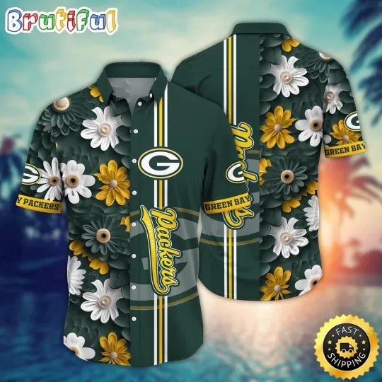 Discover Green Bay Football Hawaiian Shirt Flower Sporty And Stylish