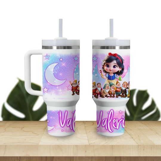 Discover Custom Kids Tumbler 40oz Personalized  Name Insulated Bottle Water Princess Baby Snow White Option 1