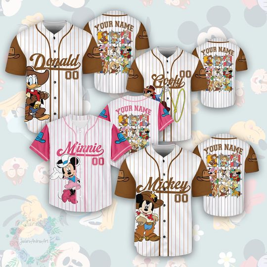 Discover Disney Howdy Partners Baseball Jersey, Mickey And Friends Cowboy Shirt, Mickey Cowboy Shirt, Western Style Shirt, Disney Western Jersey