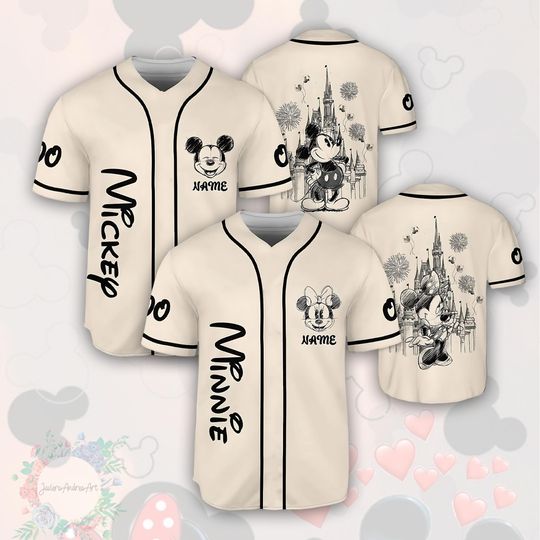 Discover Disney Mickey Minnie Sketch Baseball Jersey, Minnie Mouse Classic Sketch Jersey, Vintage Mickey Sketch Jersey.